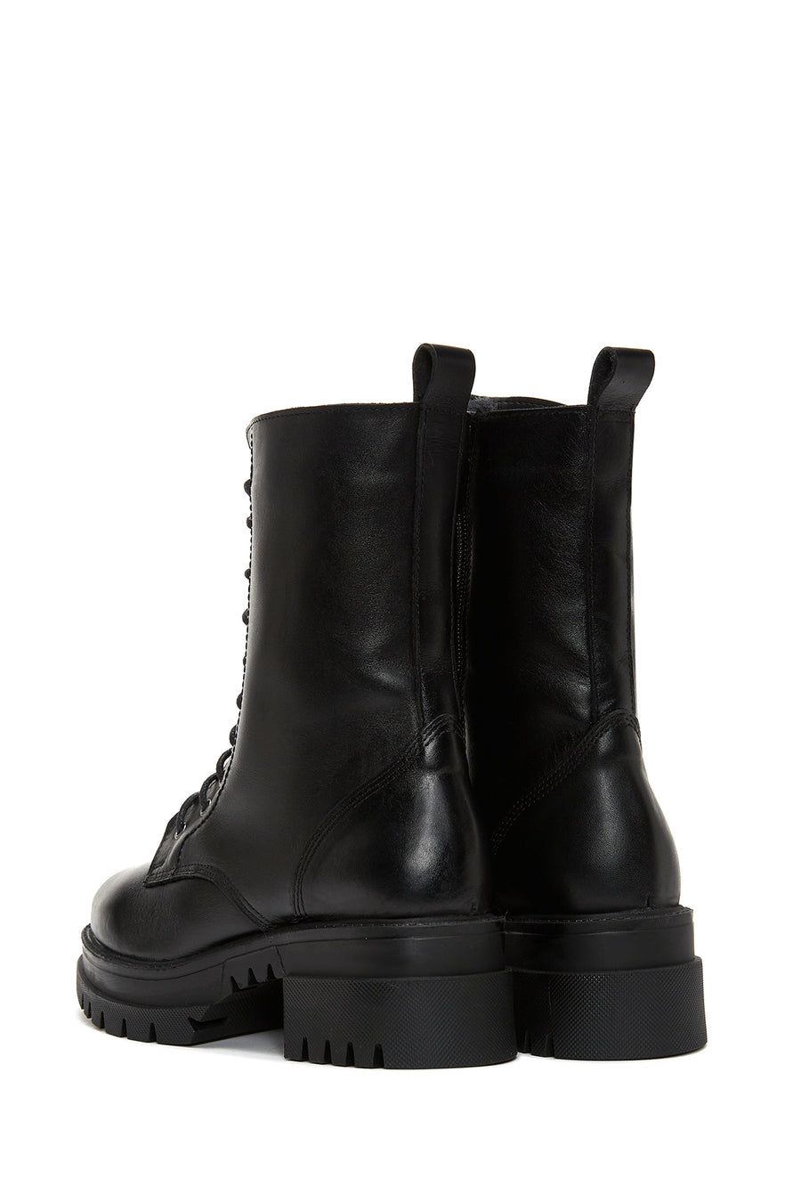 Women's Black Leather Thick Soled Boots