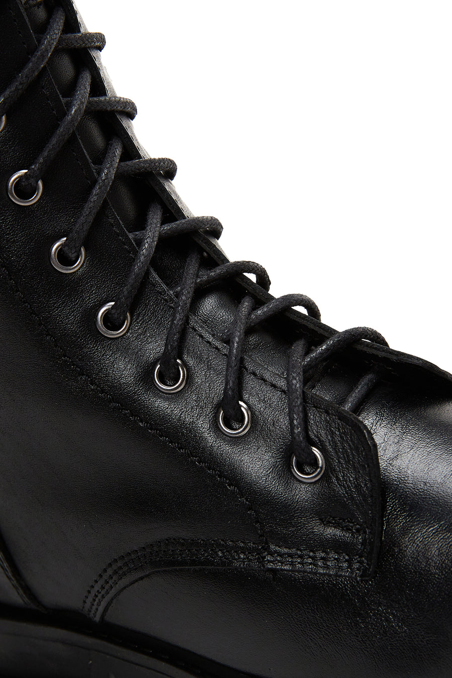 Women's Black Leather Thick Soled Boots