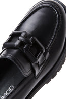 Women's Black Leather Buckle Loafer | Derimod
