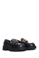 Women's Black Leather Buckle Loafer | Derimod