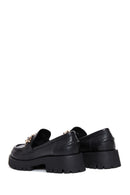 Women's Black Leather Buckle Loafer | Derimod