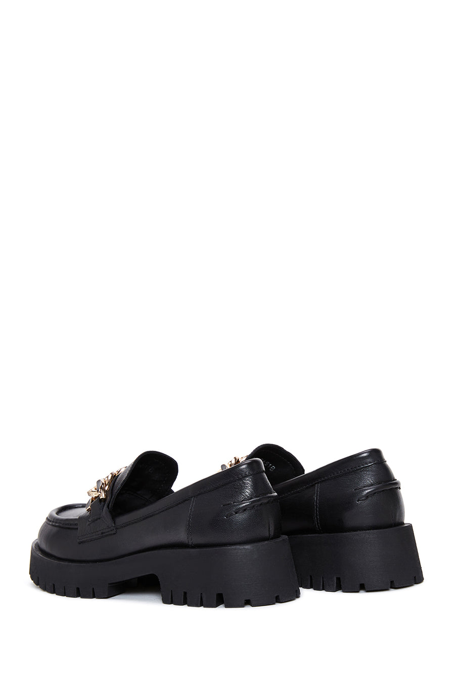 Women's Black Leather Buckle Loafer