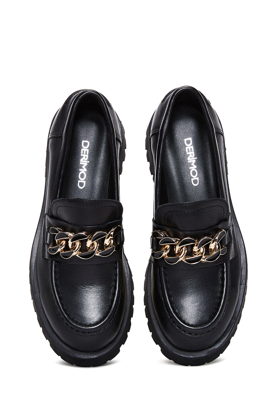 Women's Black Leather Buckle Loafer
