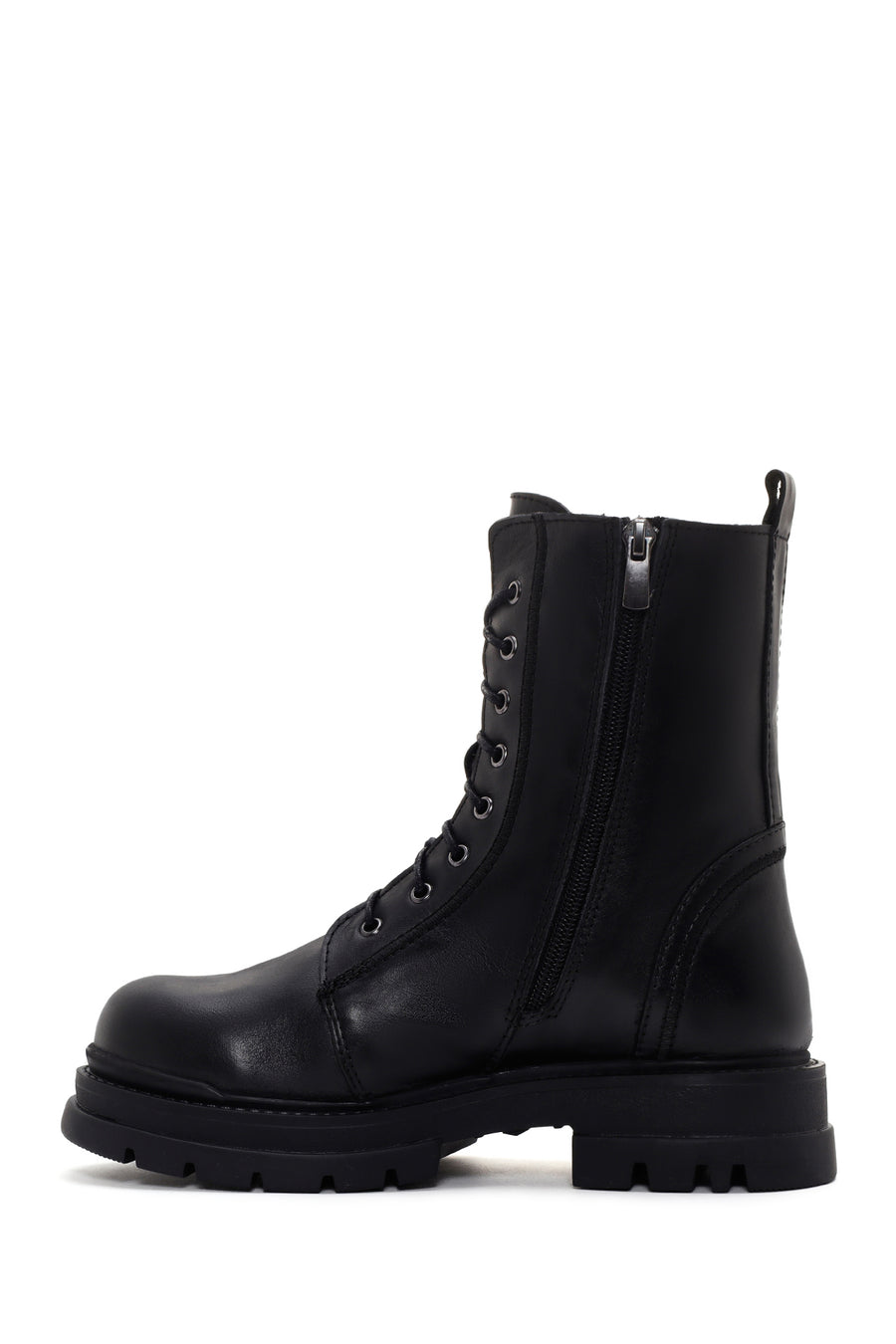 Women's Black Zippered Leather Boots