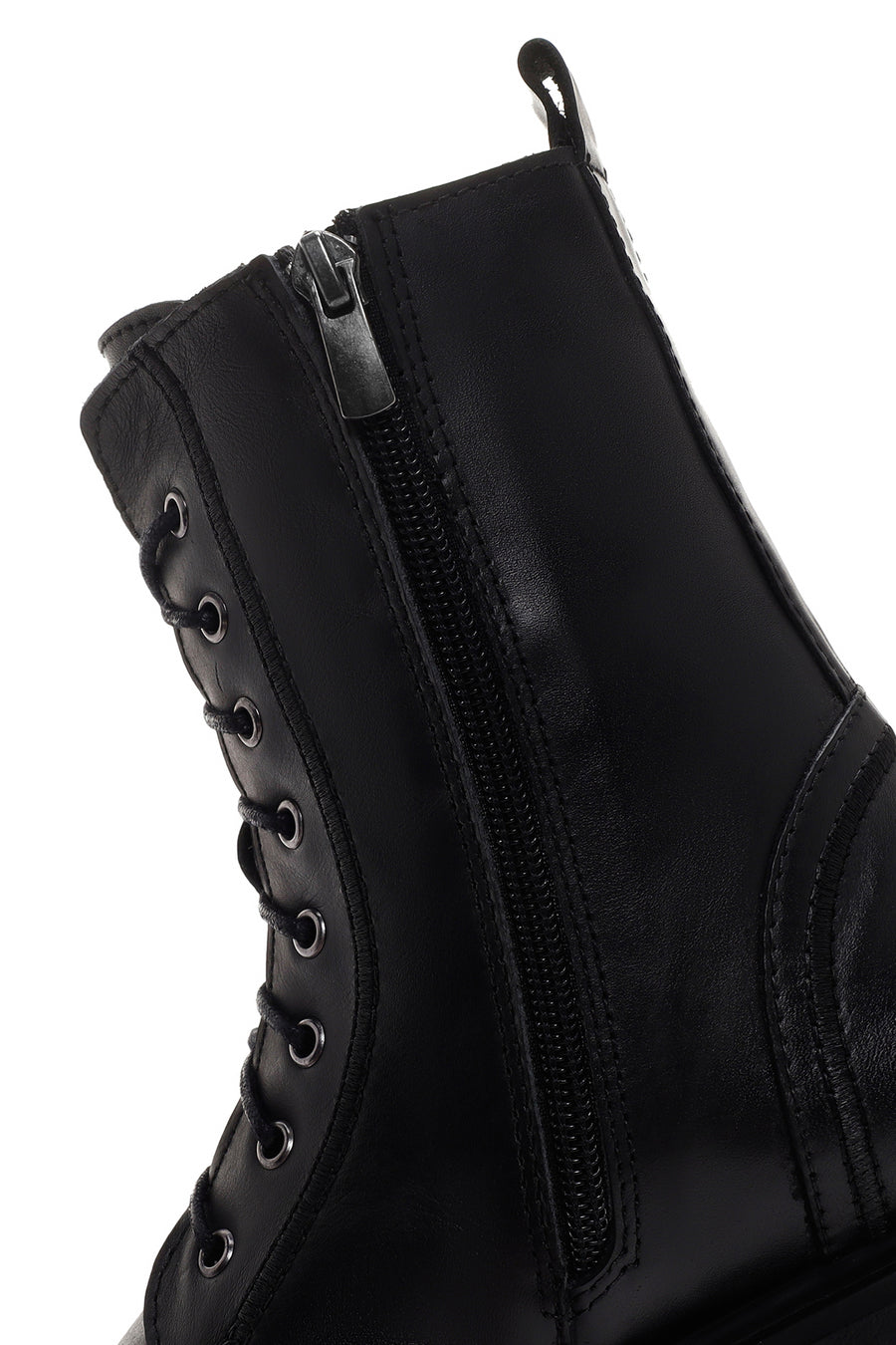 Women's Black Zippered Leather Boots