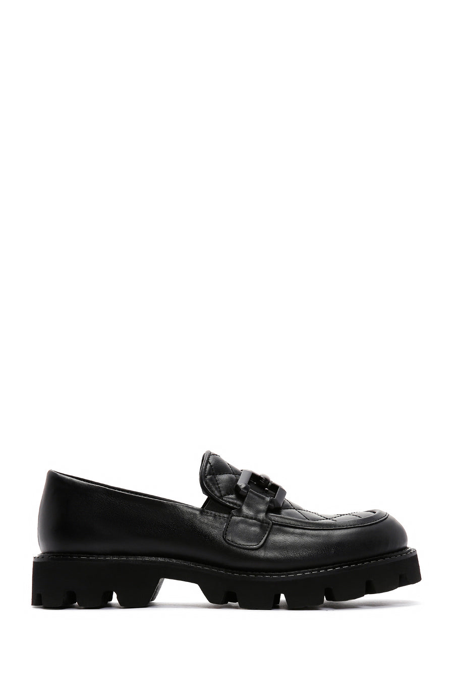 Women's Black Leather Buckle Loafer 23WFD185314 | Derimod