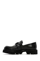 Women's Black Leather Buckle Loafer | Derimod