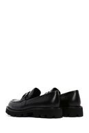 Women's Black Leather Buckle Loafer | Derimod