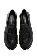 Women's Black Leather Buckle Loafer | Derimod
