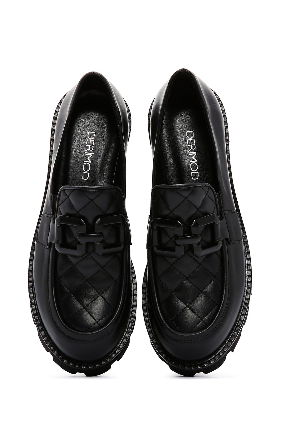 Women's Black Leather Buckle Loafer