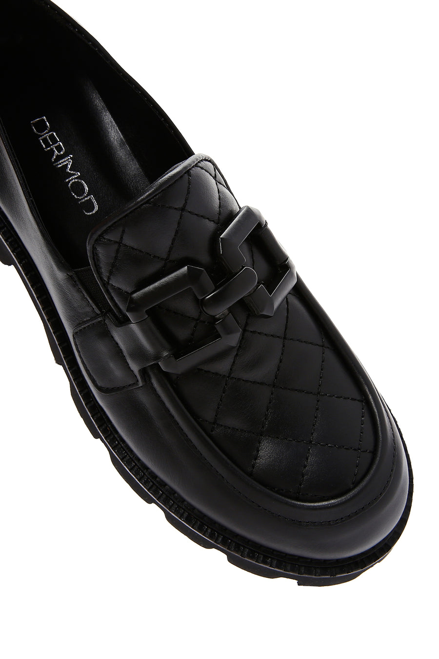 Women's Black Leather Buckle Loafer