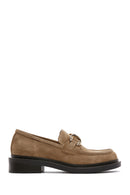 Women's Brown Suede Leather Buckle Loafer | Derimod