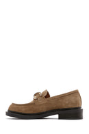 Women's Brown Suede Leather Buckle Loafer | Derimod