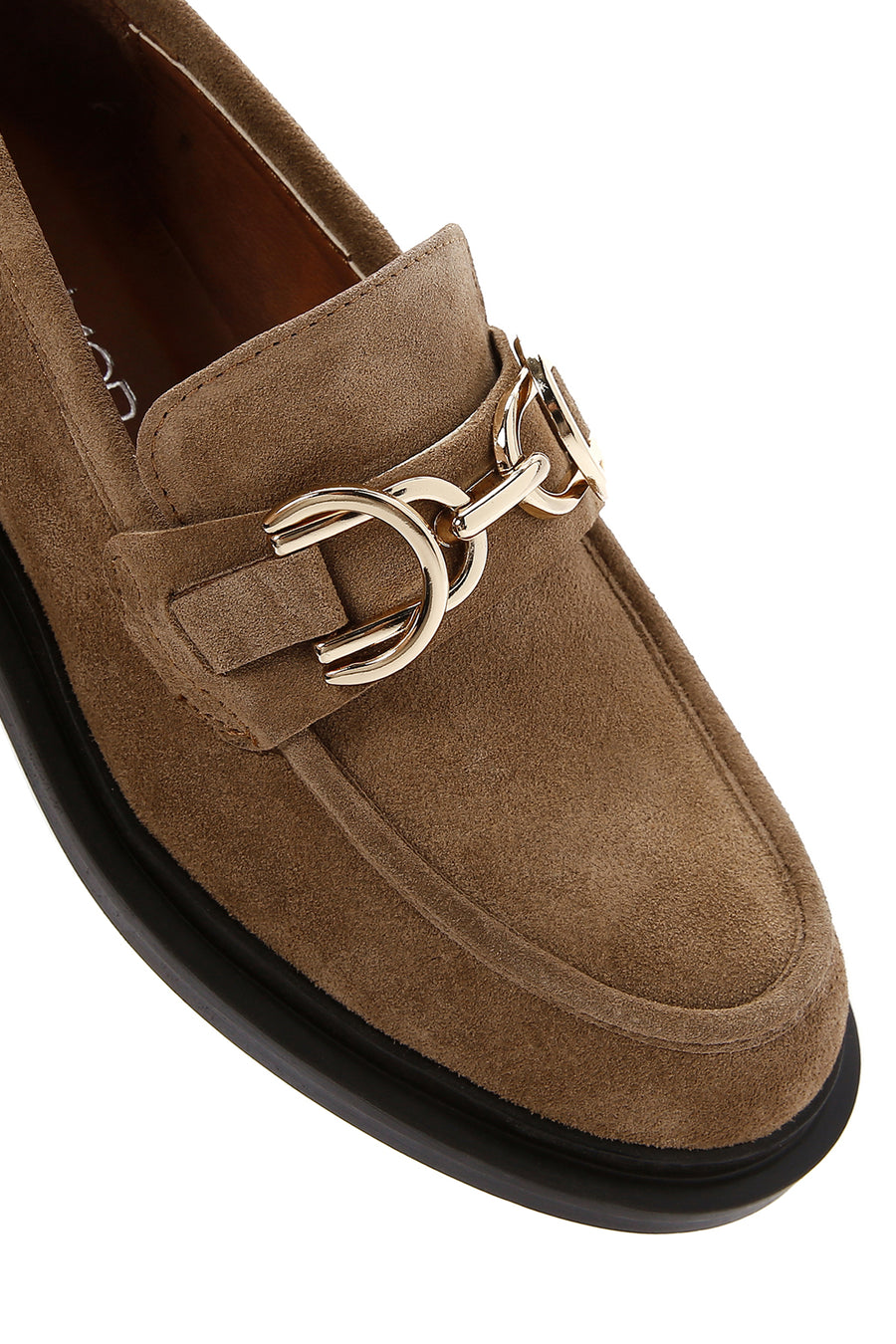 Women's Brown Suede Leather Buckle Loafer