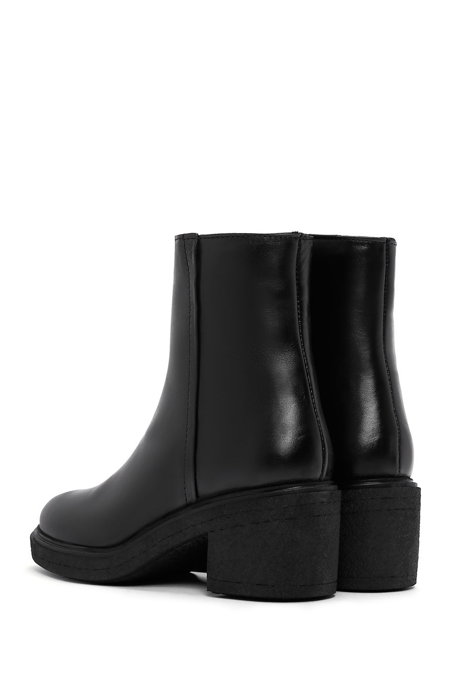 Women's Black Leather Zippered Boots