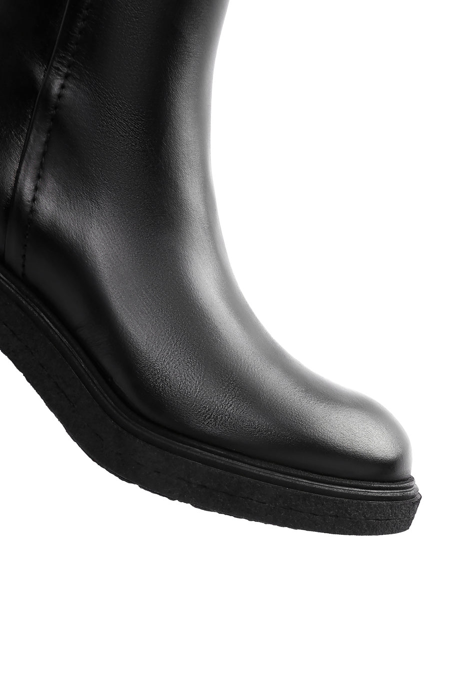 Women's Black Leather Zippered Boots