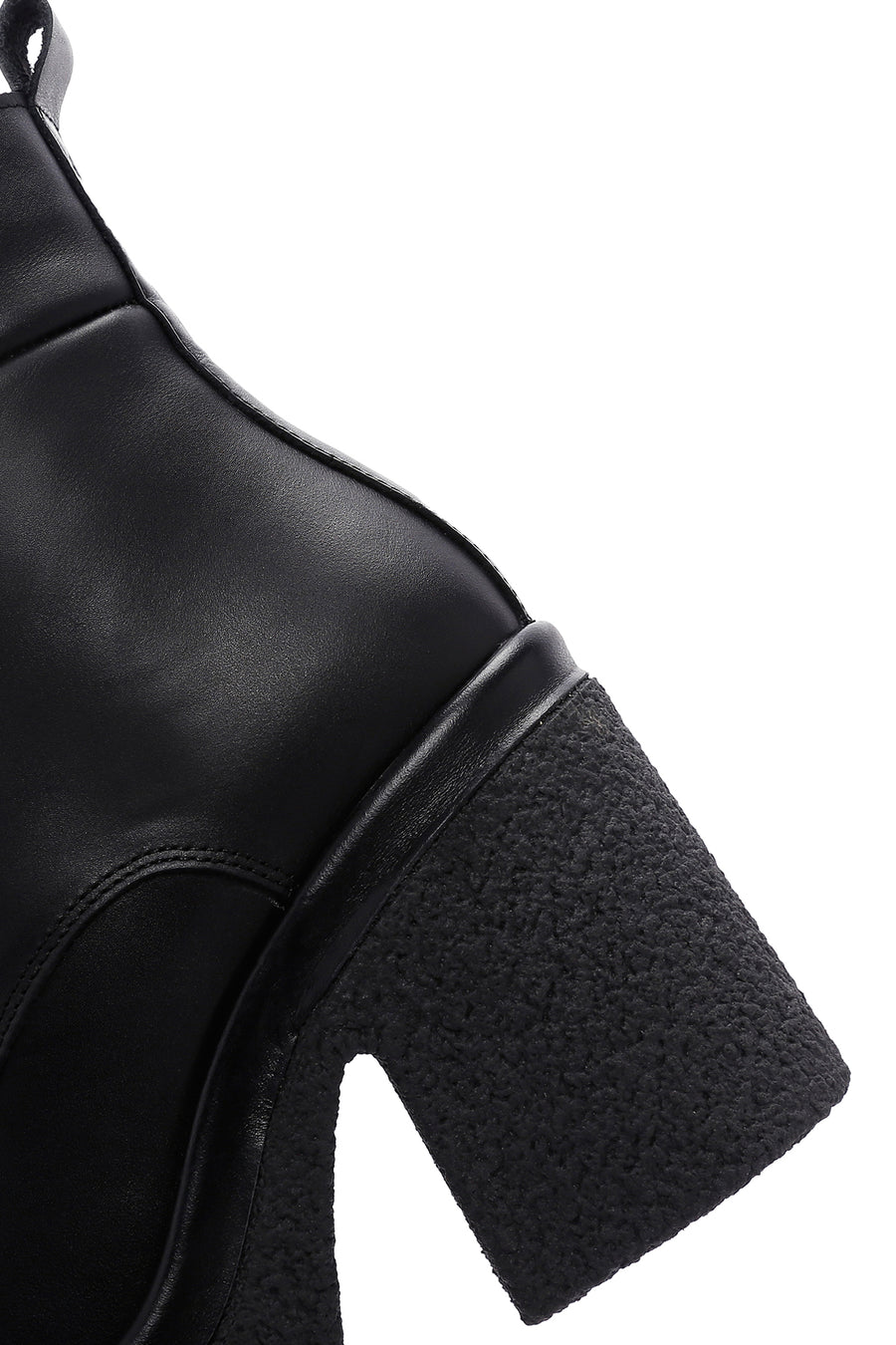 Women's Black Leather Zippered Platform Heeled Boots