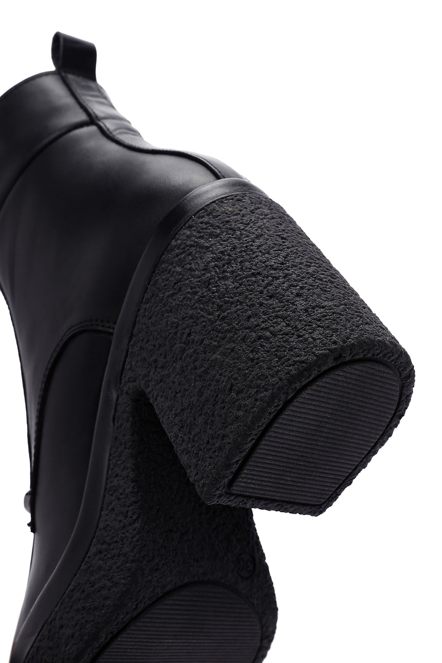 Women's Black Leather Zippered Platform Heeled Boots