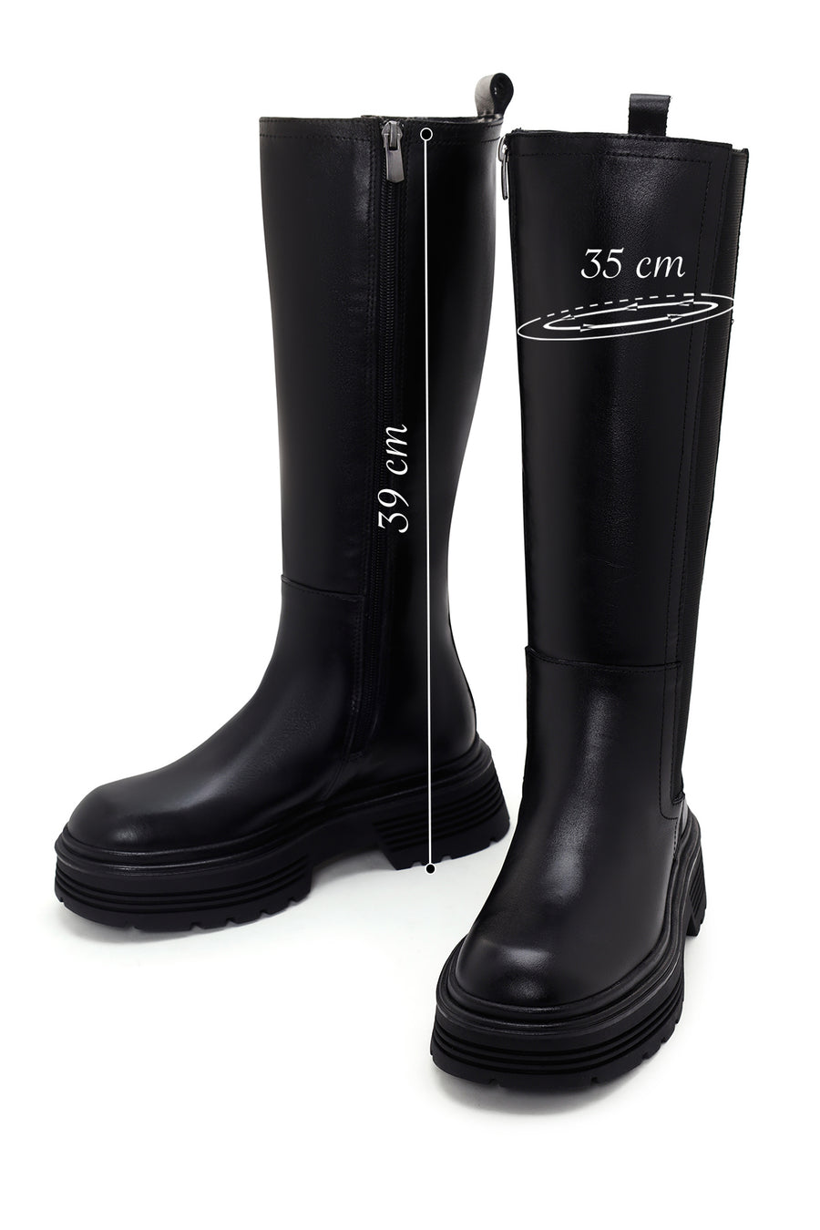 Women's Black Zippered Leather Boots