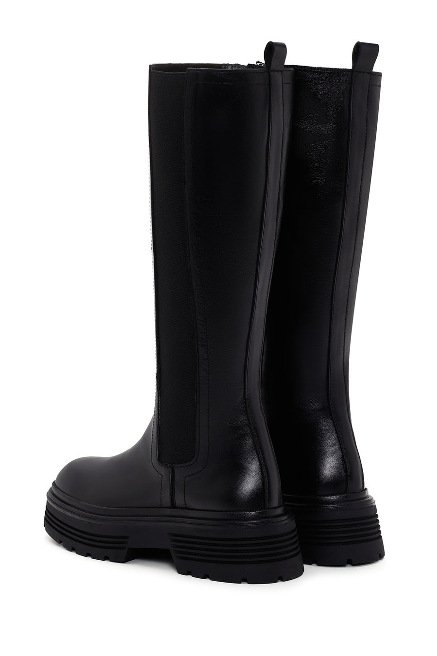 Women's Black Zippered Leather Boots