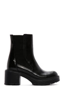 Women's Black Leather Heeled Chelsea Boots | Derimod