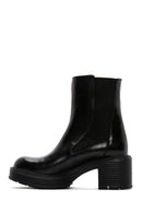 Women's Black Leather Heeled Chelsea Boots | Derimod