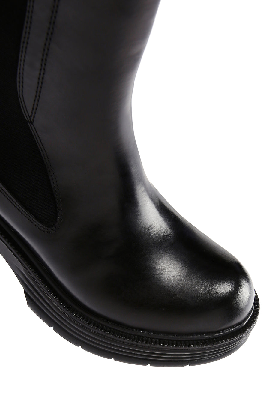 Women's Black Leather Heeled Chelsea Boots