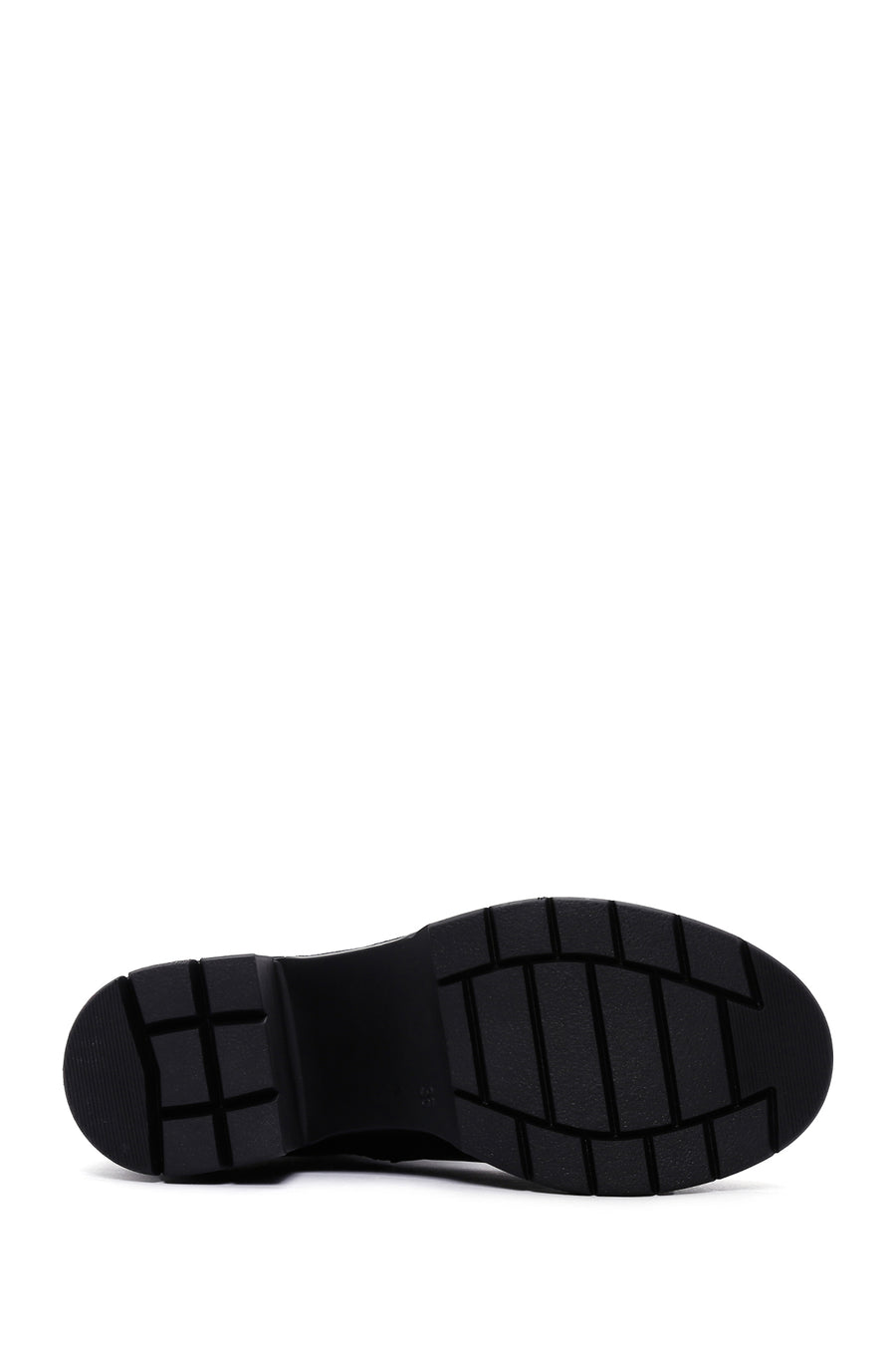Women's Black Zipper Heeled Leather Boots