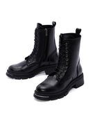 Women's Black Leather Zippered Boots | Derimod