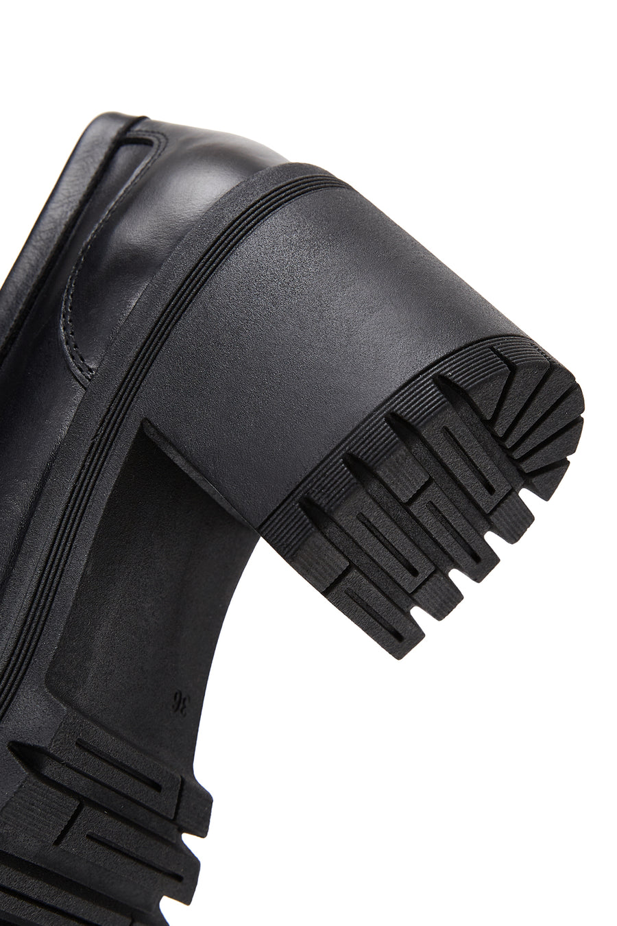 Women's Black Leather Heeled Loafer