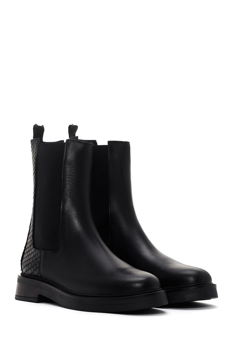 Women's Black Leather Chelsea Boots