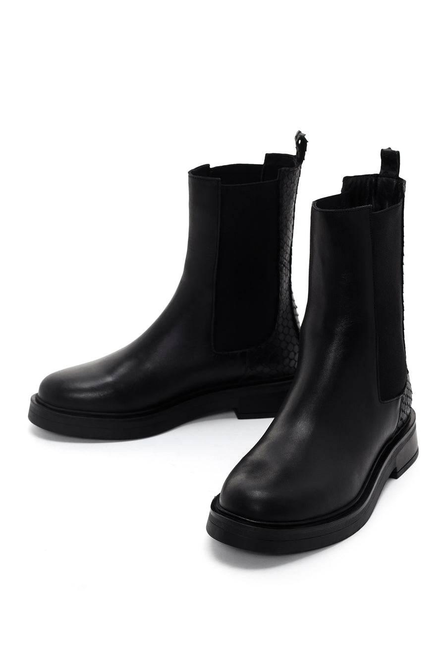 Women's Black Leather Chelsea Boots