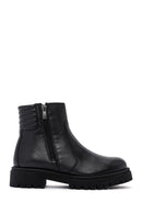 Women's Black Leather Zippered Casual Boots | Derimod