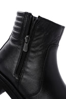 Women's Black Leather Zippered Casual Boots | Derimod