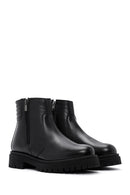 Women's Black Leather Zippered Casual Boots | Derimod