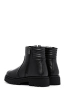 Women's Black Leather Zippered Casual Boots | Derimod
