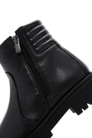 Women's Black Leather Zippered Casual Boots | Derimod