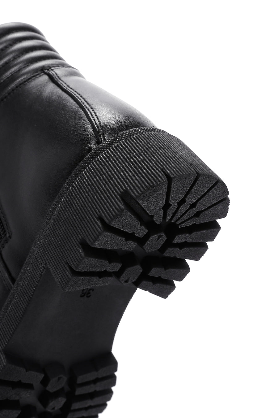 Women's Black Leather Zippered Casual Boots