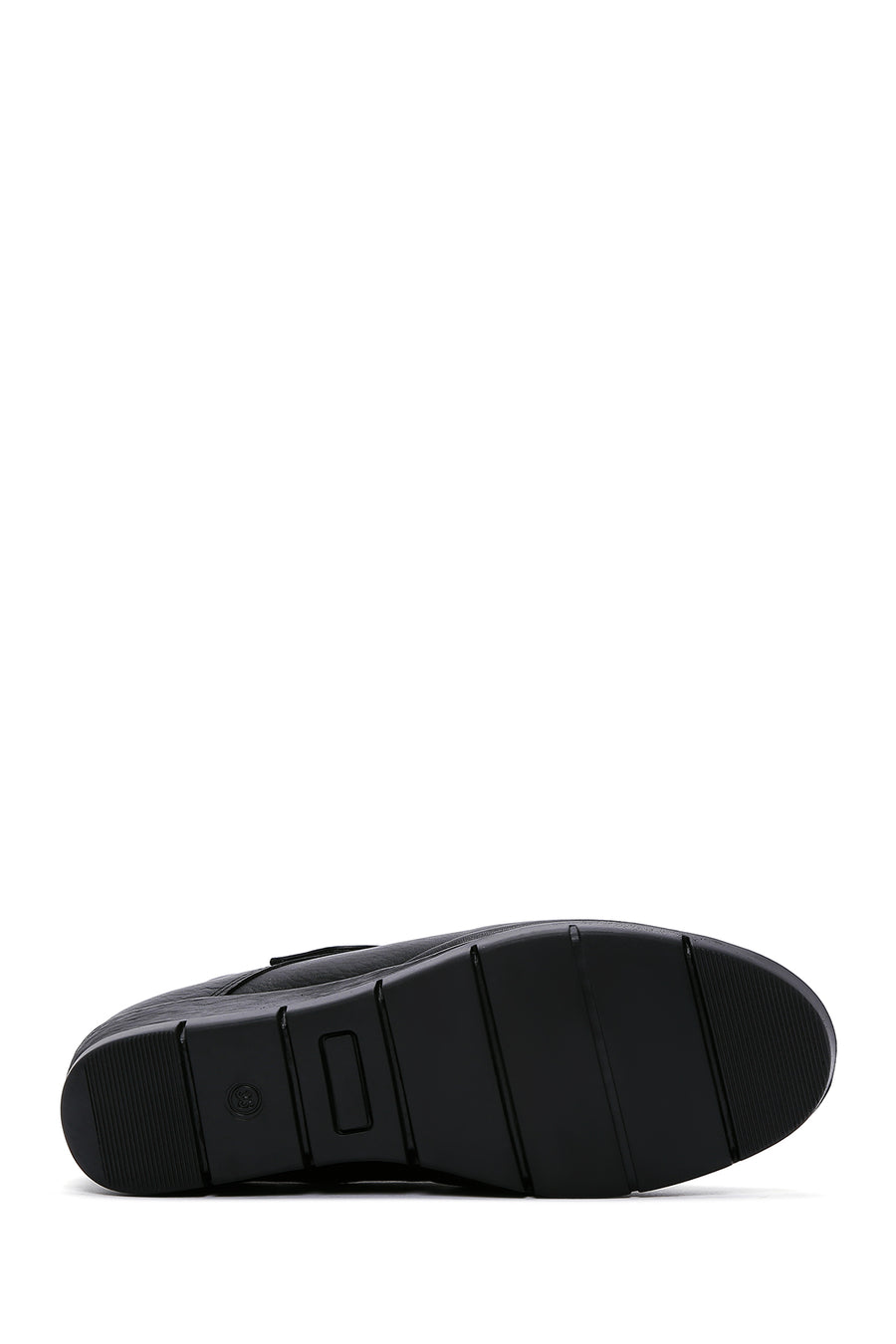 Women's Black Leather Wedge Heeled Boots