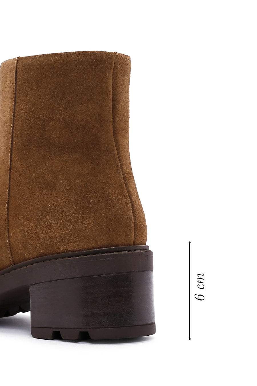 Women's Tan Short Heel Zippered Casual Suede Leather Boots