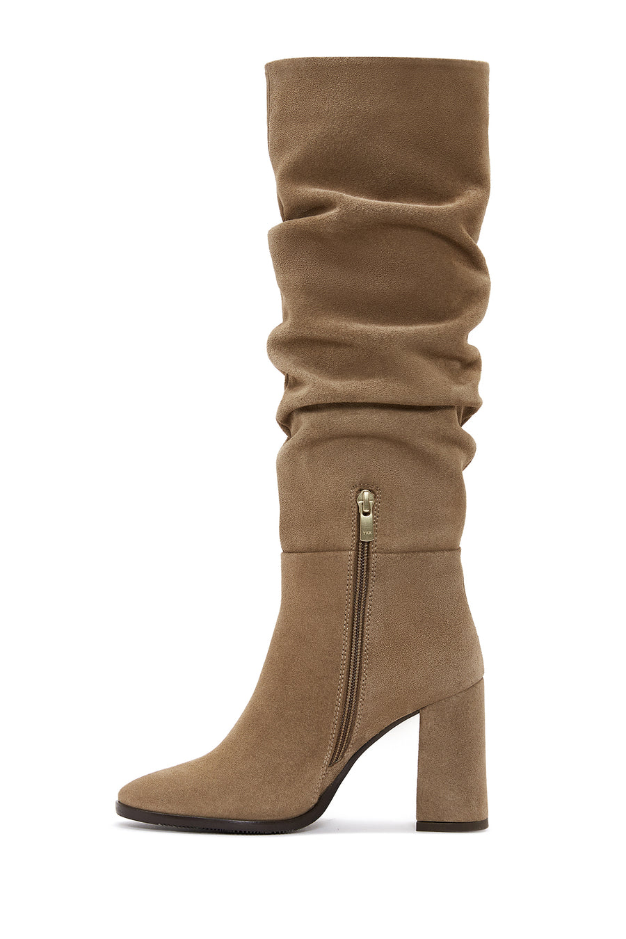 Women's Tan Suede Leather Heeled Boots