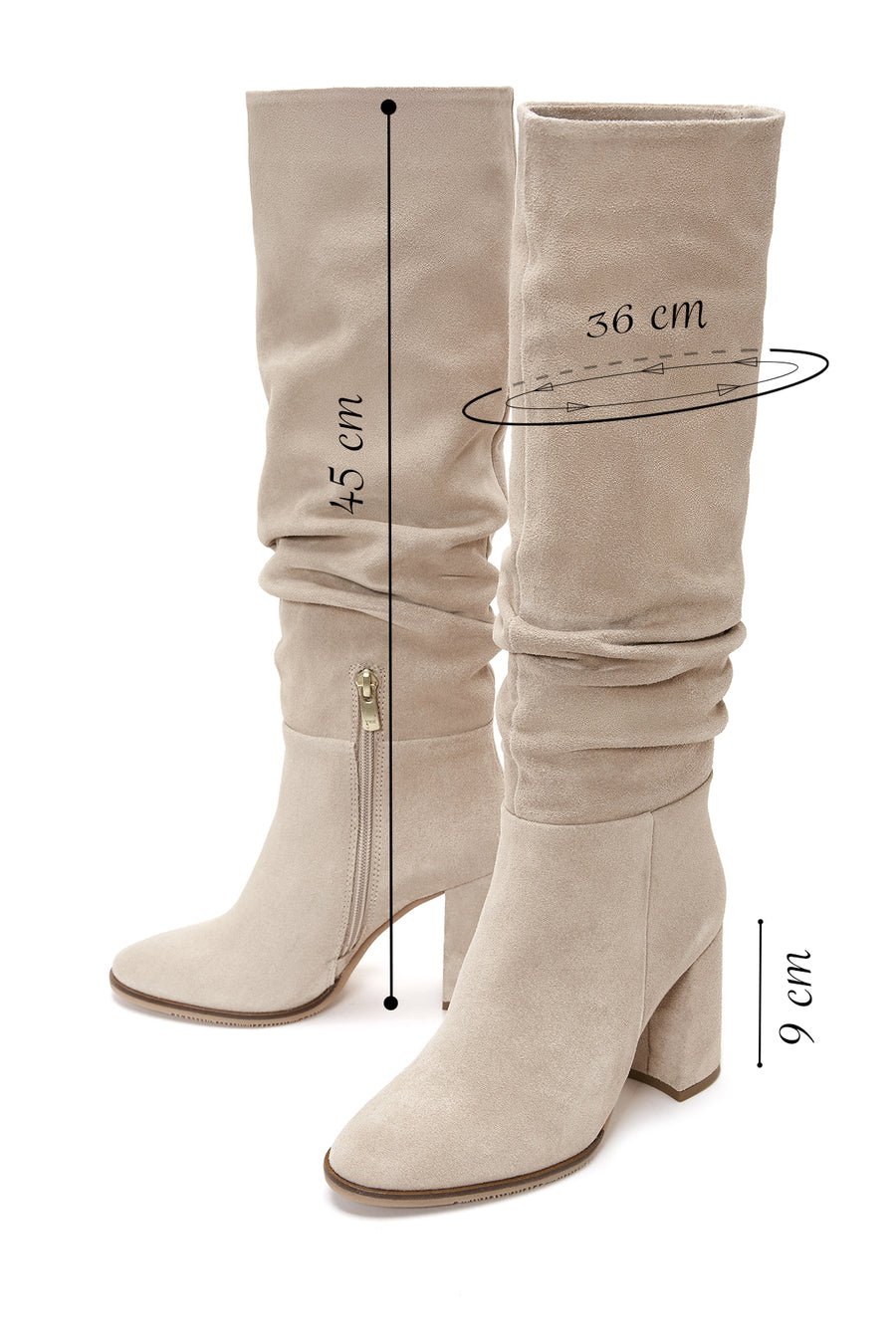 Women's Gray Suede Leather Heeled Boots
