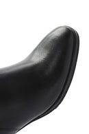 Women's Black Thick Heeled Zippered Leather Boots | Derimod