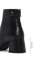 Women's Black Thick Heeled Zippered Leather Boots | Derimod