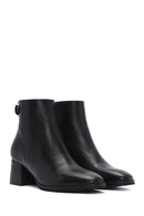 Women's Black Thick Heeled Zippered Leather Boots | Derimod