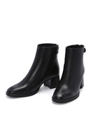 Women's Black Thick Heeled Zippered Leather Boots | Derimod