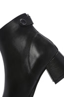 Women's Black Thick Heeled Zippered Leather Boots | Derimod