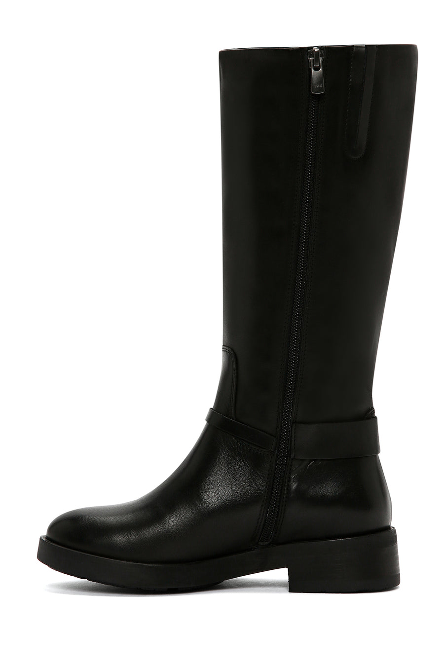 Women's Black Zippered Leather Boots