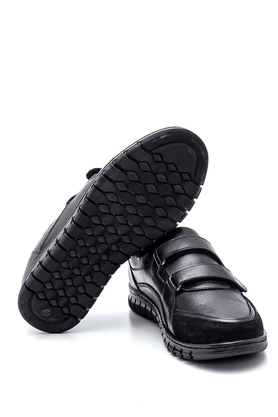 Women's Black Leather Comfort Casual Shoes