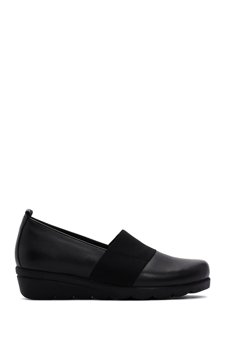 Woman Black Leather Wedge Heel Comfort Shoes 23WFD360318 | Derimod